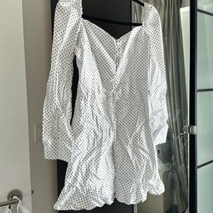 Polkadot print button mini dress